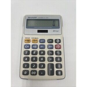 Sharp Brand Elsimate # EL-334F Twin Power 10 Digit Solar Desk Calculator. Used